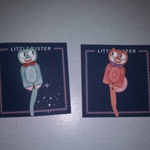 Little Sister Kit Cat Clock Lapel Pins - Set of 2